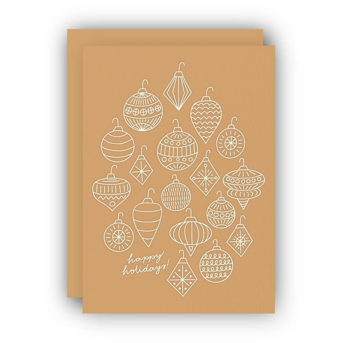 Holiday Ornaments White Foil Greeting Card