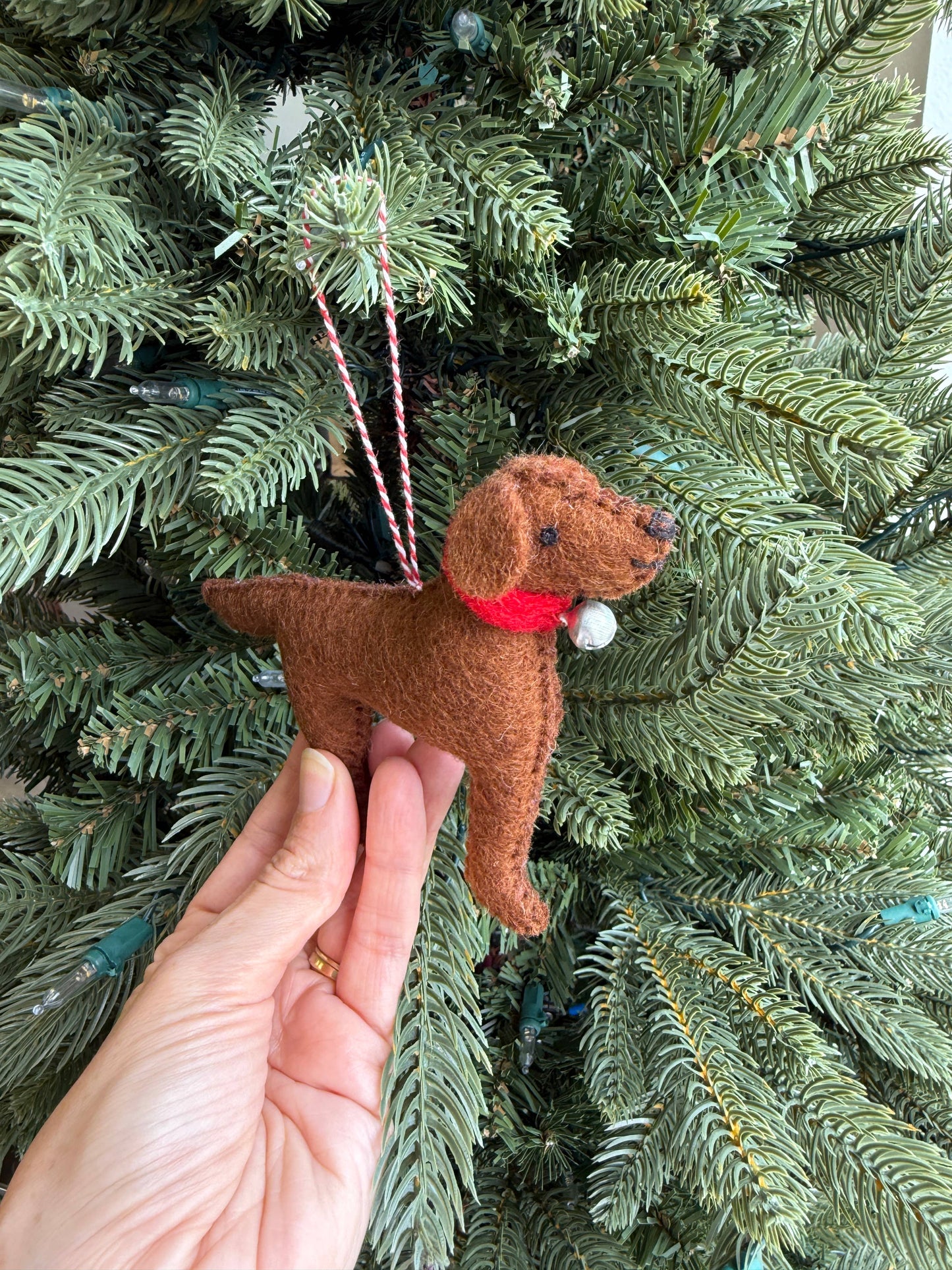 Dog with Bell Felt Ornament