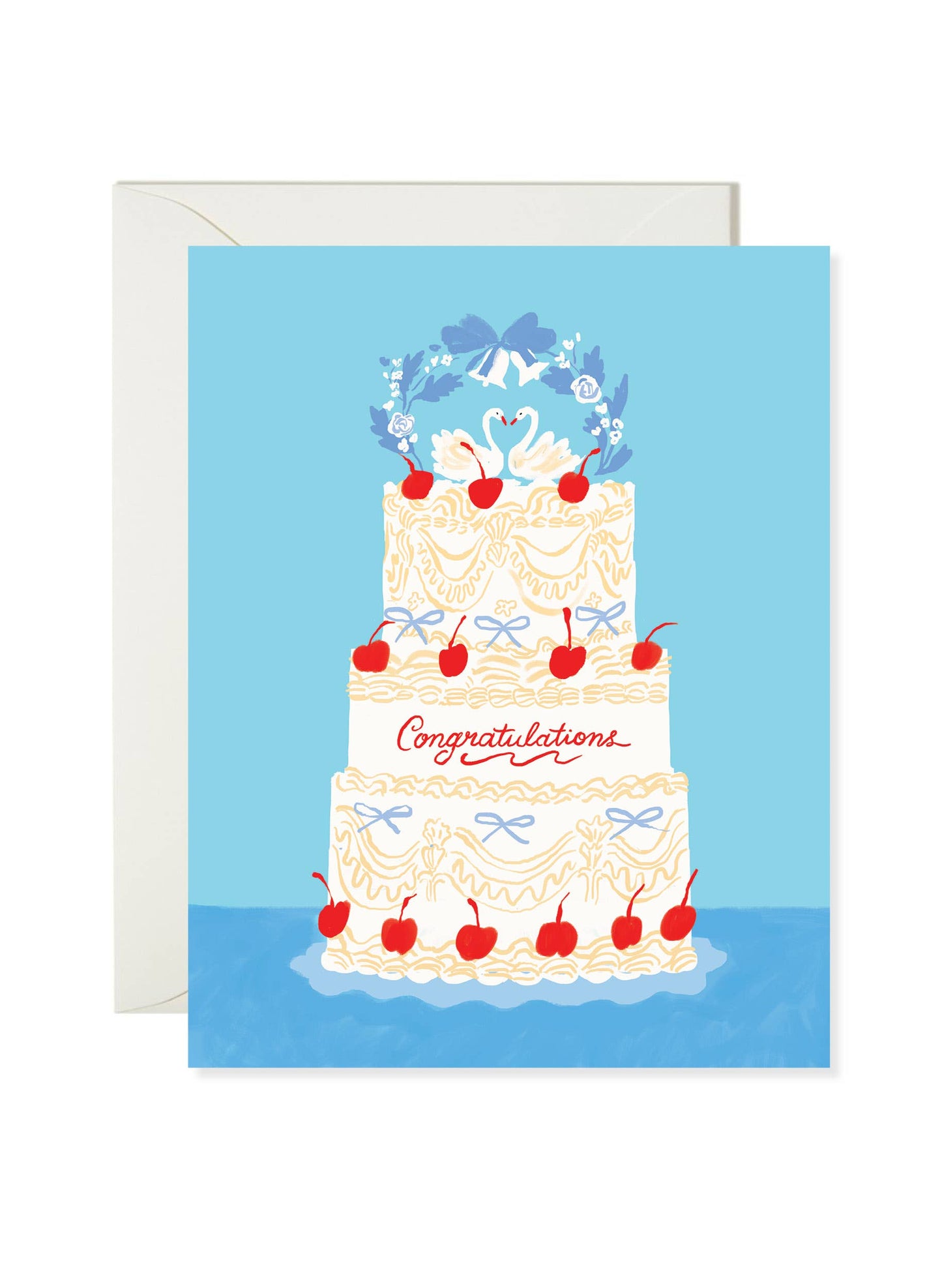 Swan Wedding Cake - Classic Wedding Congratulations Card