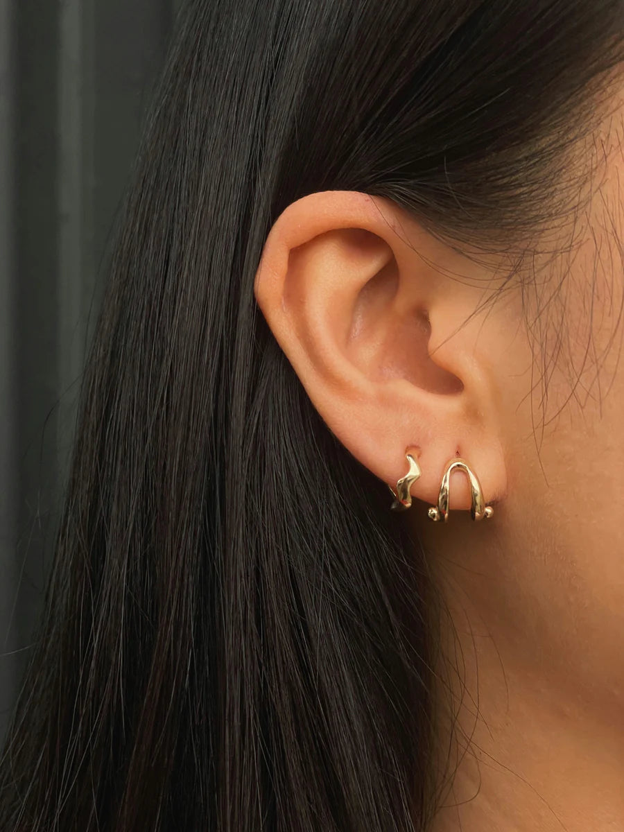 Wave Huggie Hoop Earrings