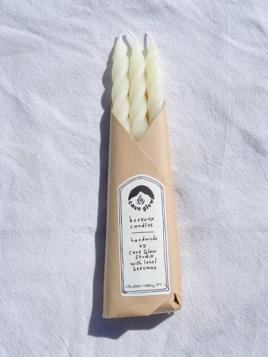 Beeswax Spiral Taper Candles - Set of 3