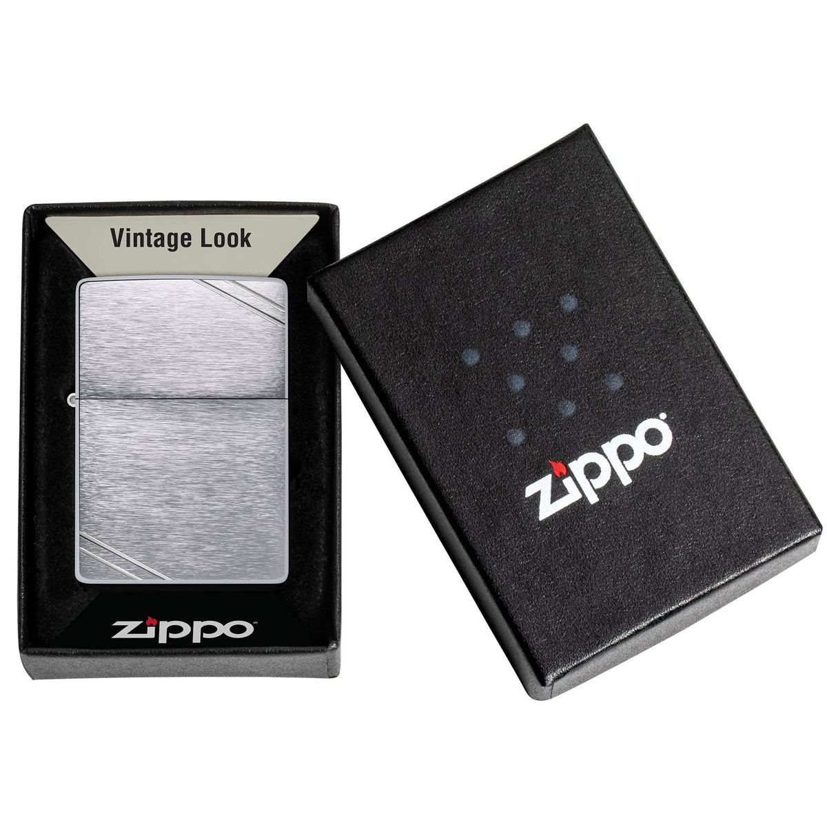Zippo Vintage Brushed Chrome w/ Slashes Windproof Lighter