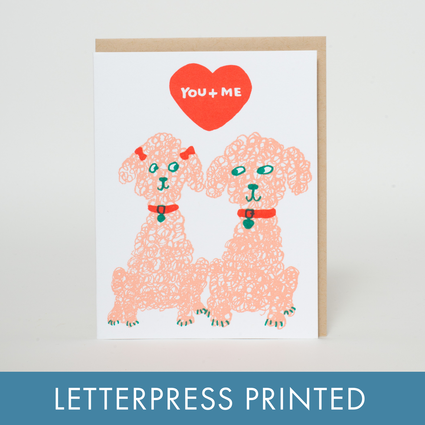 Poodles Love Letterpress Greeting Card by Egg Press