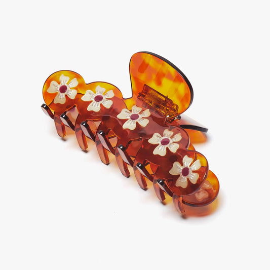 Women's Large Flower Crown Claw in Neutral Tortoise Shell