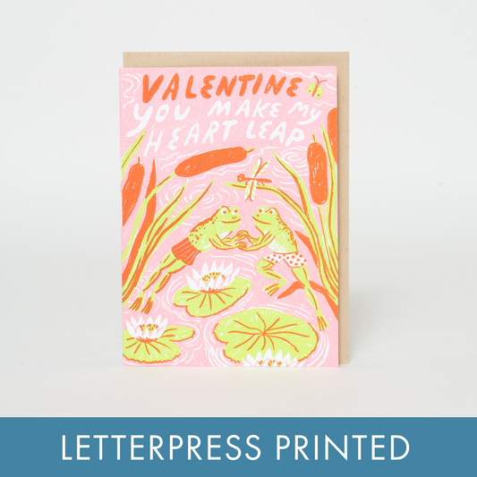 Frog Valentine Mini Letterpress Greeting Card by Phoebe Wahl