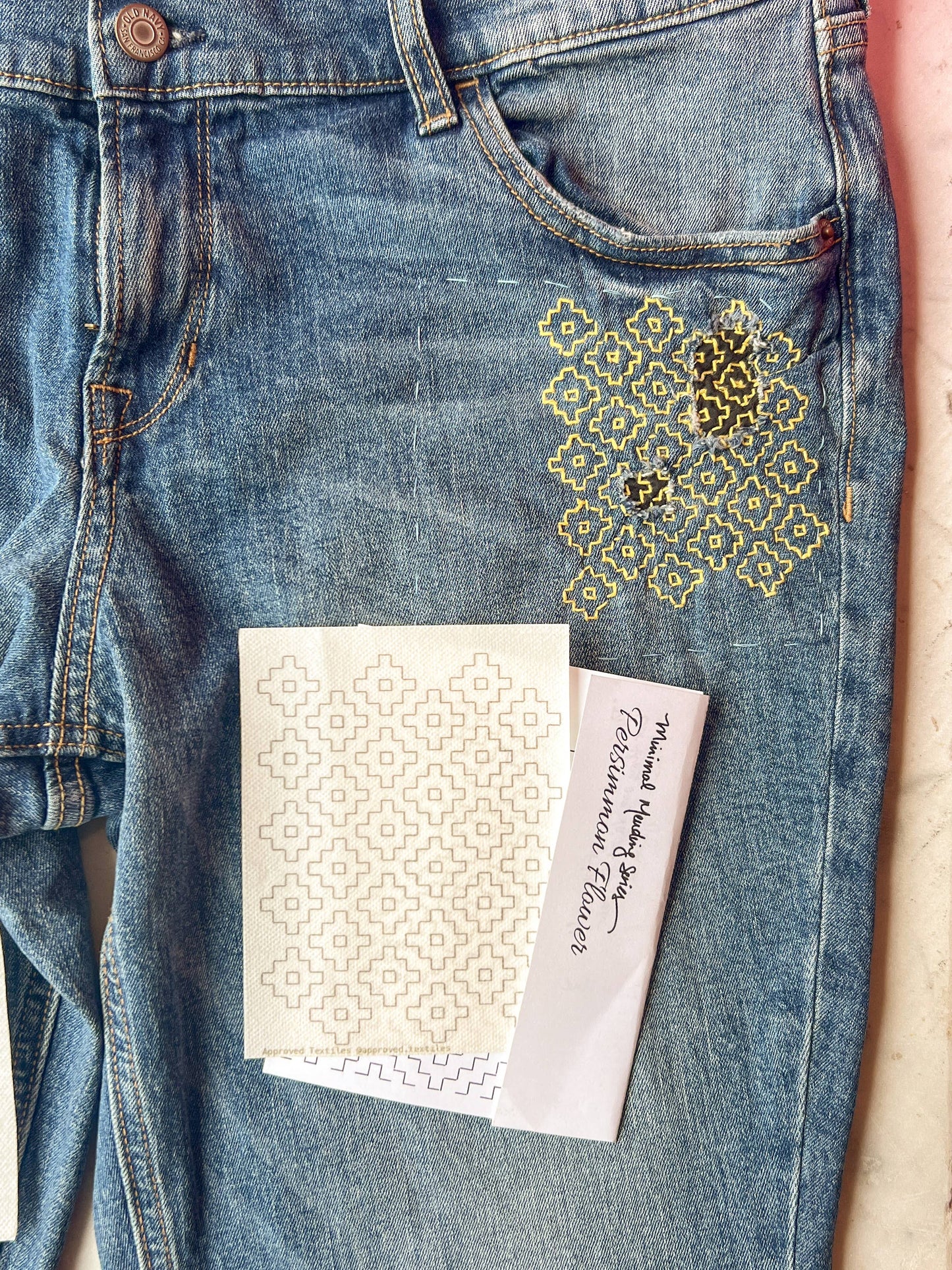 Persimmon Flowers - Minimal Mending + Embellishment Transfer