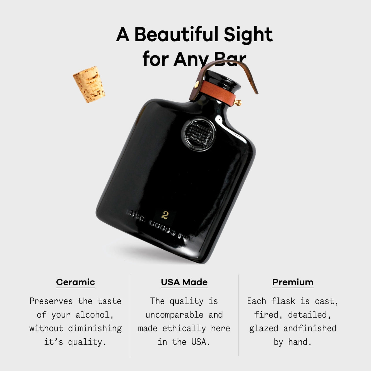 Embossed Ceramic Flask with Leather Strap