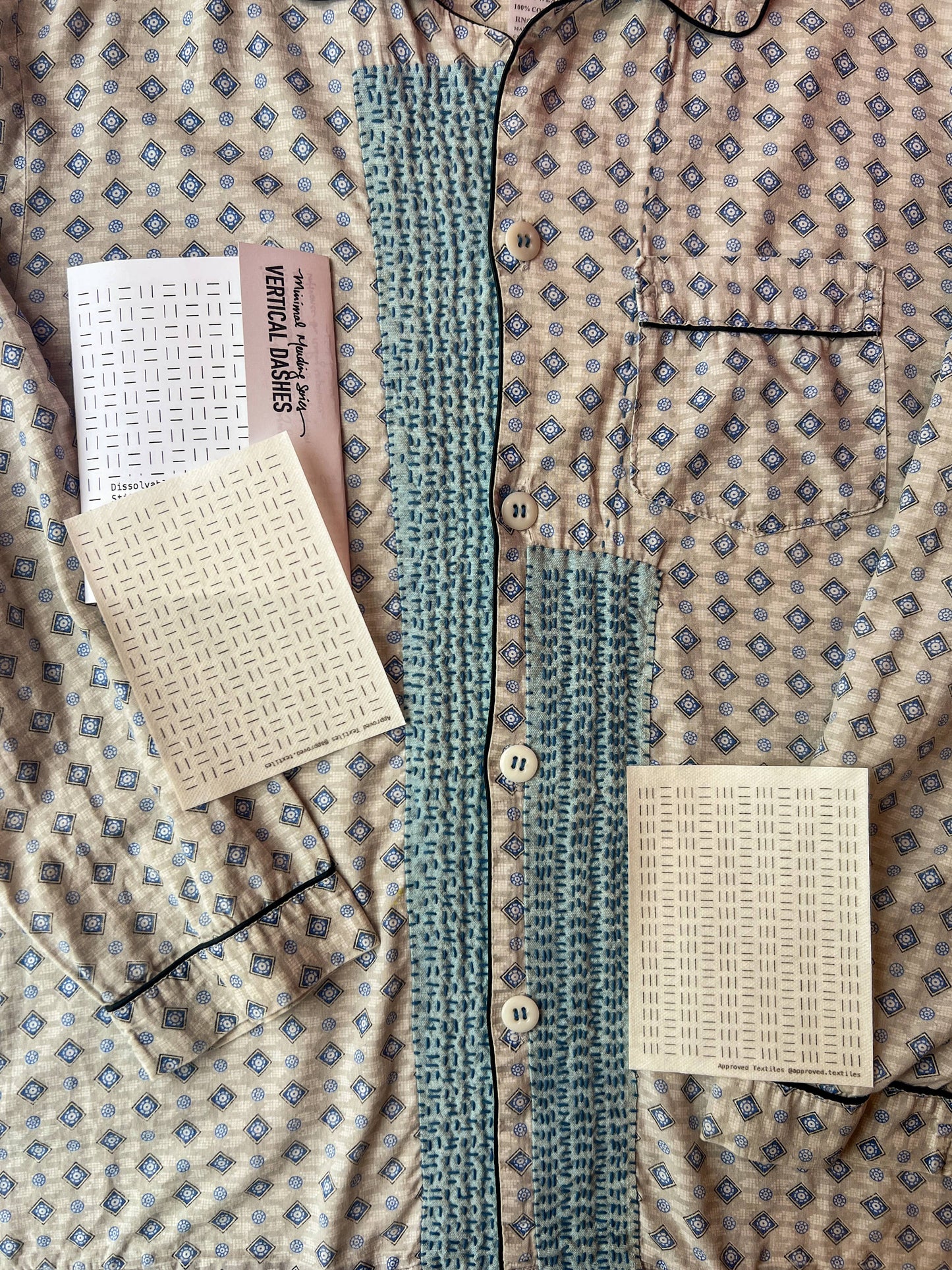 Vertical Dashes - Minimal Mending + Embellishment Transfer