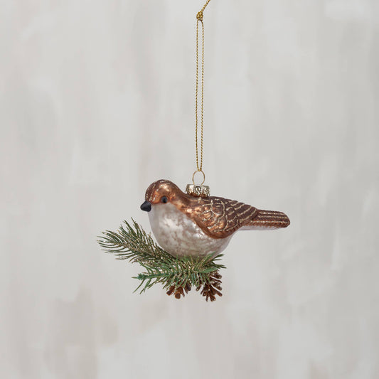 Glass Partridge Ornament