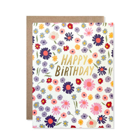 Gold Foil Floral Birthday Card