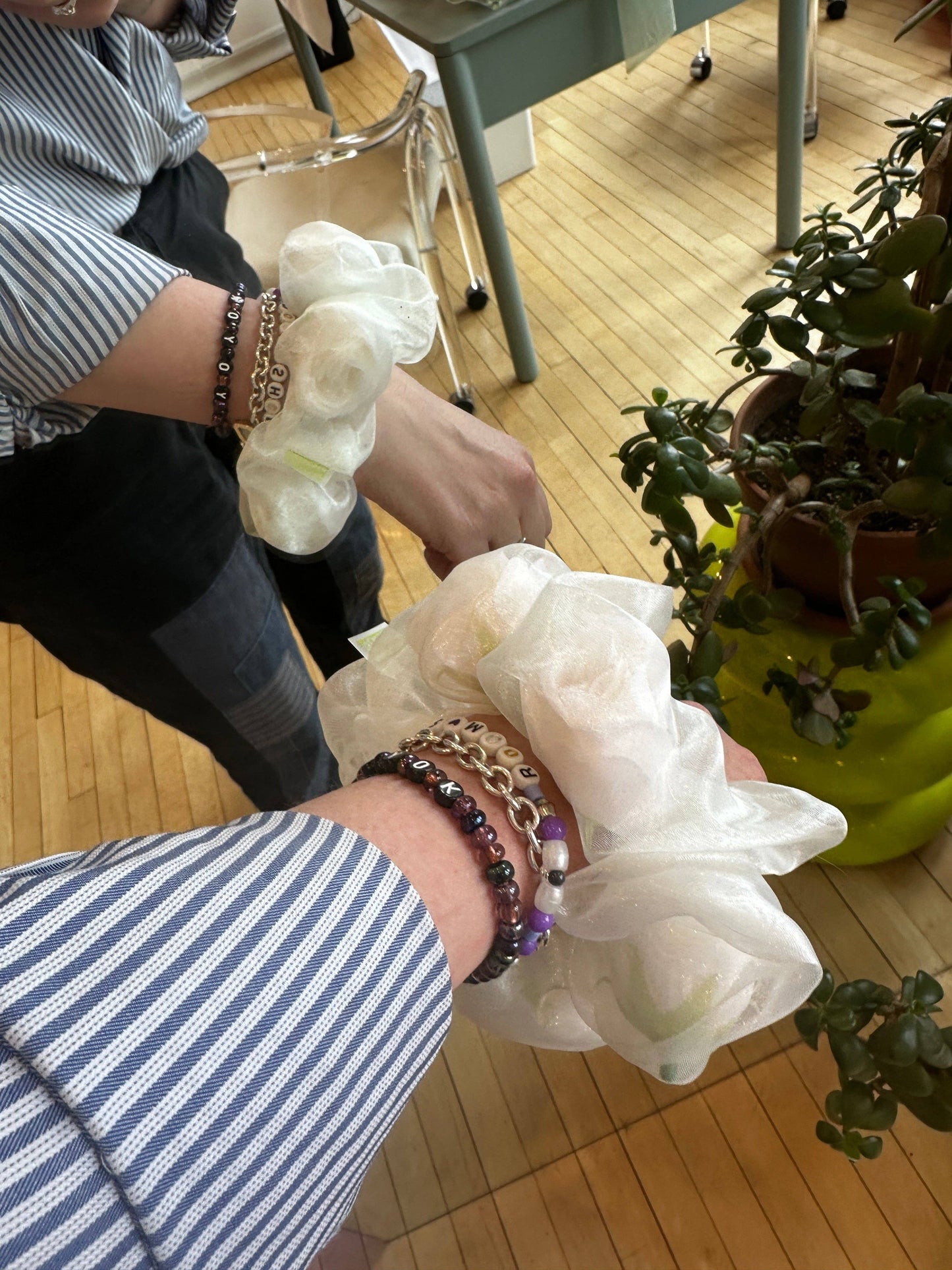 Mini Sheer Rose Stuffed Scrunchie