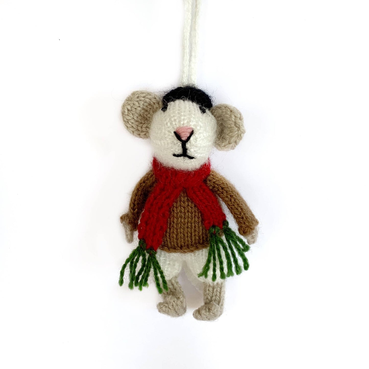 Mouse with Scarf Knit Wool Ornament