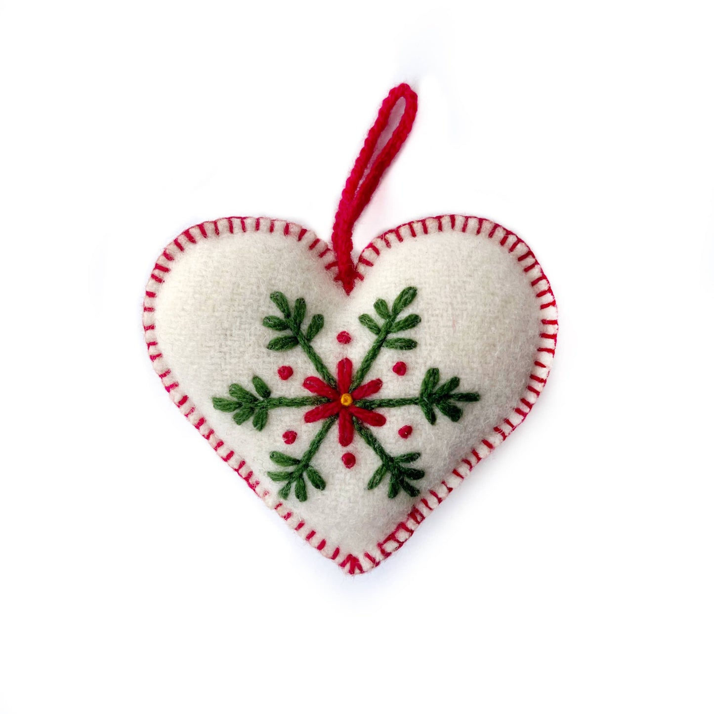 Embroidered Heart Wool Christmas Ornament