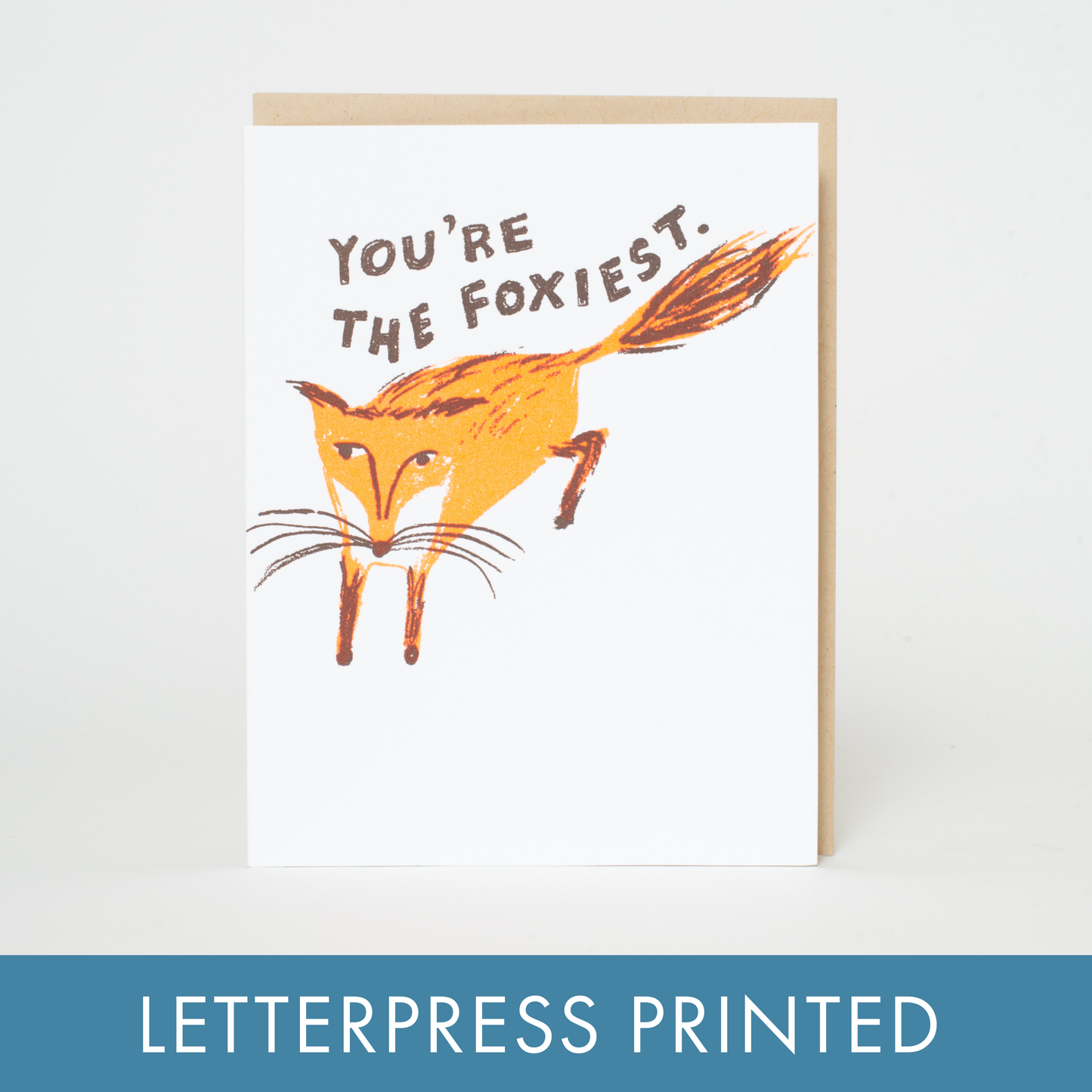 Foxiest Fox Funny Love Letterpress Greeting Card by Egg Press