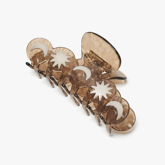 Hera Moon and Stars Silver Shimmer Acetate  XL Hair Claw