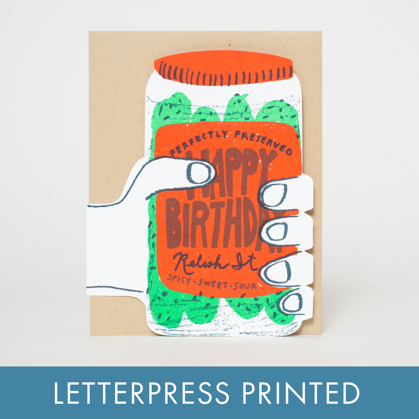 Pickle Birthday Die-cut Letterpress Greeting Card by Egg Press