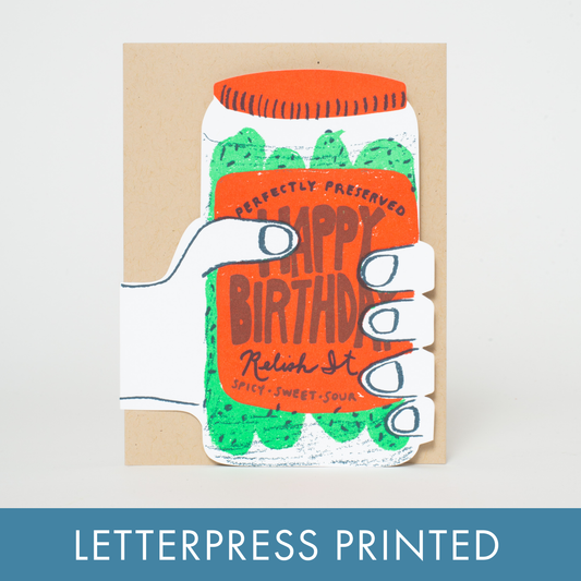 Pickle Birthday Die-cut Letterpress Greeting Card by Egg Press