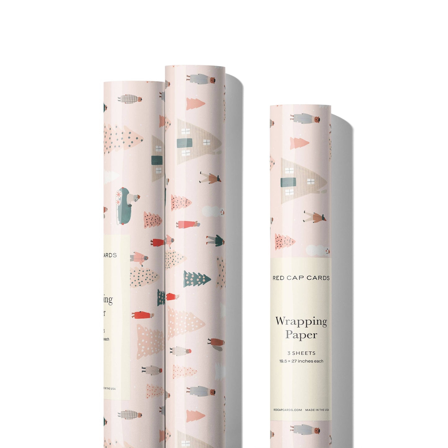 Pink Trees holiday wrapping paper