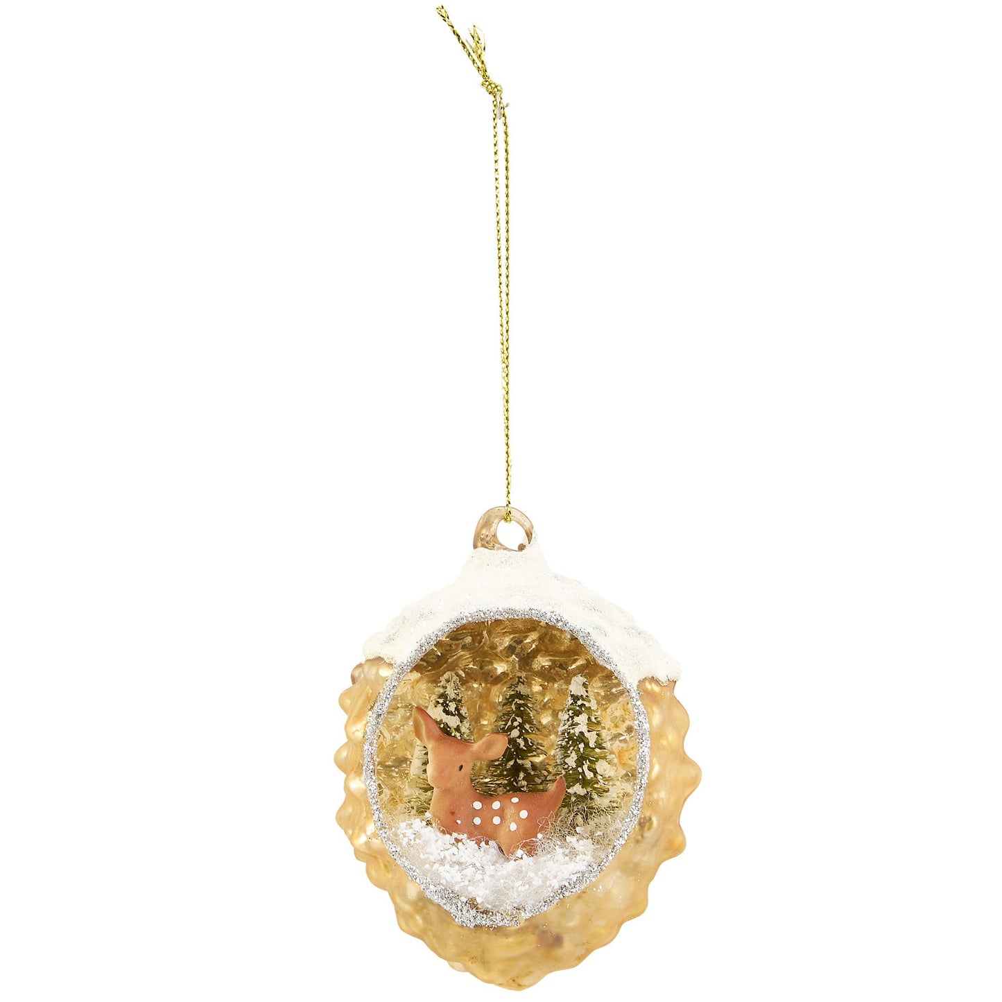 Snowy Deer Glass Ornament