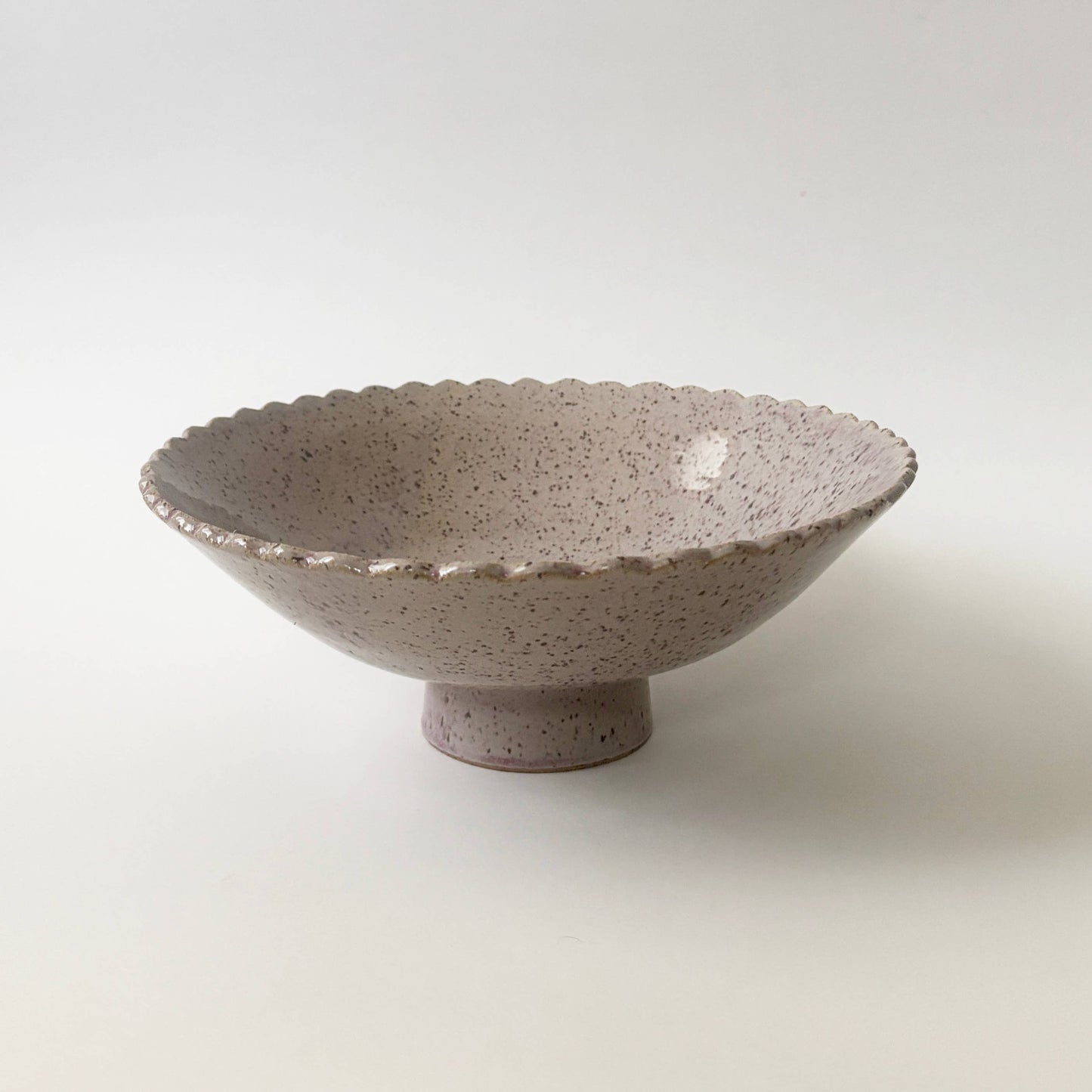 Handmade Ceramic Scallop Pedestal Fruit Bowl - Iris Speckle