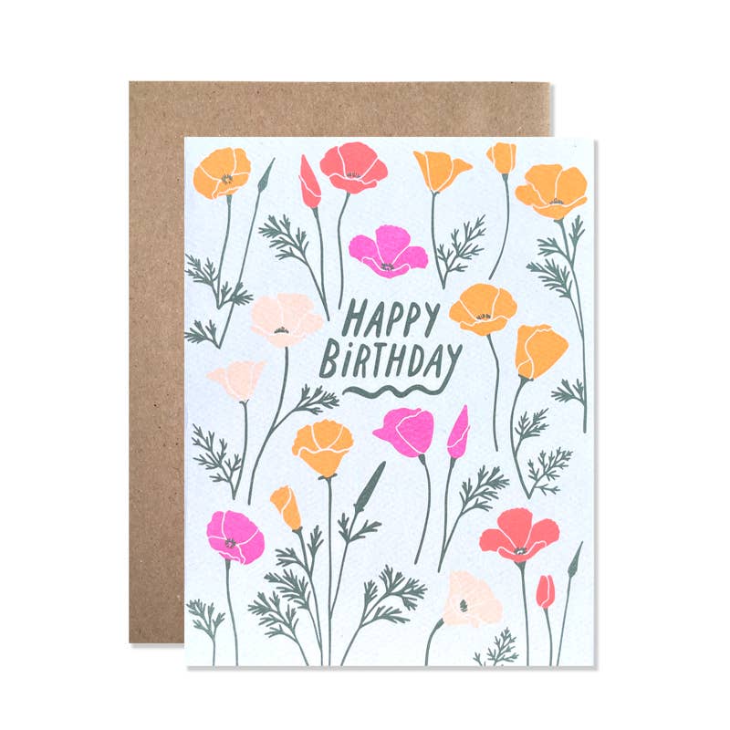 California Poppies Birthday Card