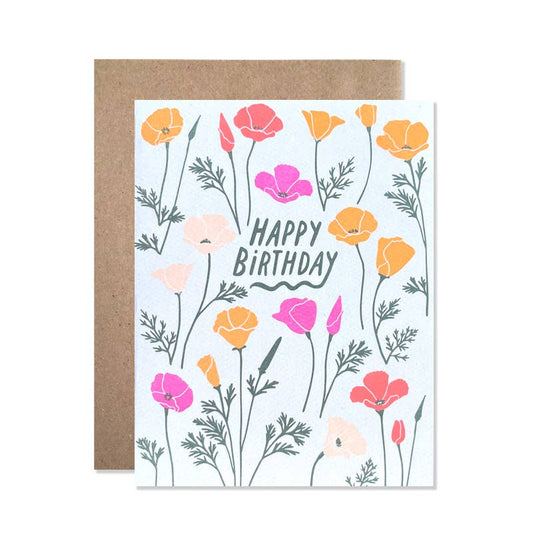 California Poppies Birthday Card