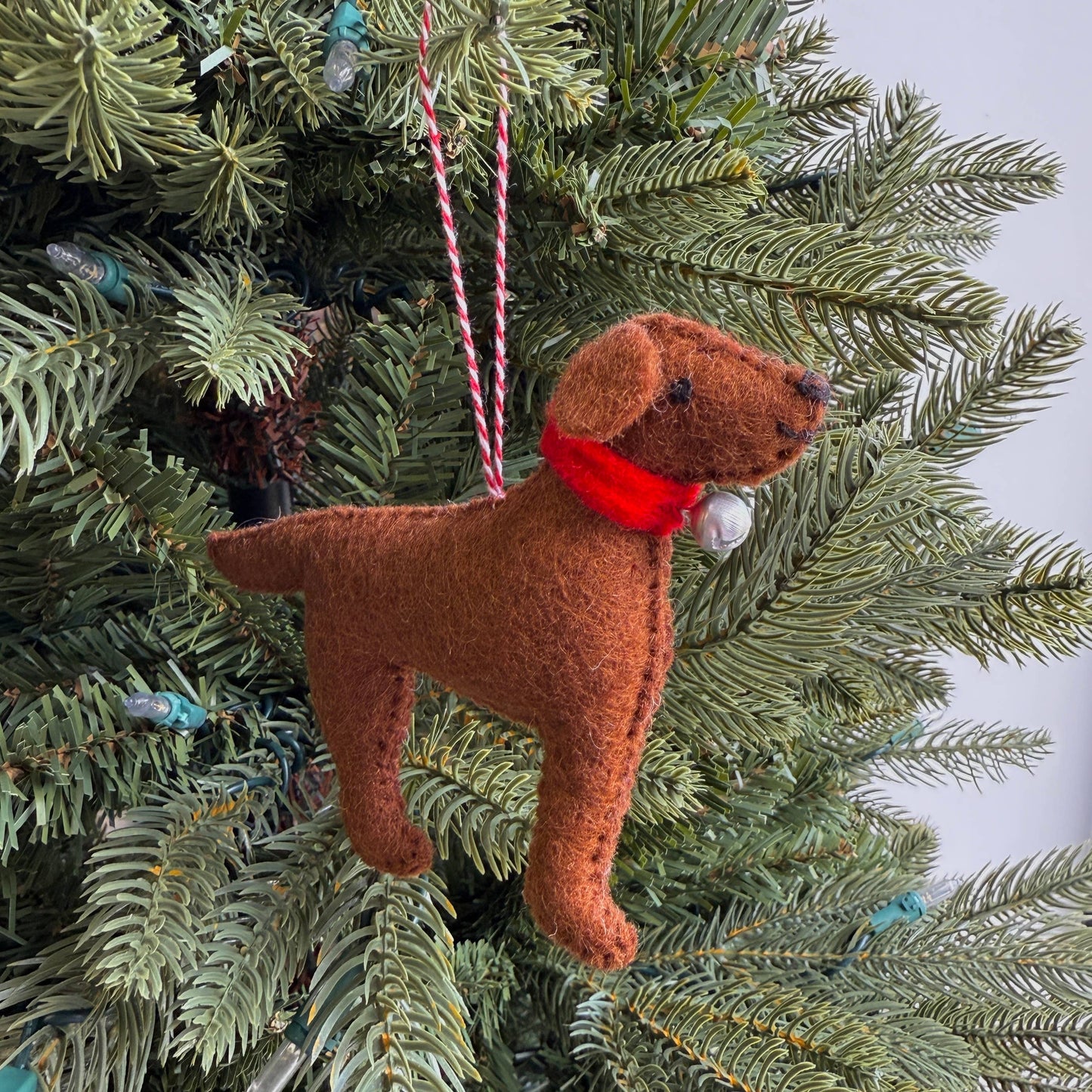 Dog with Bell Felt Ornament