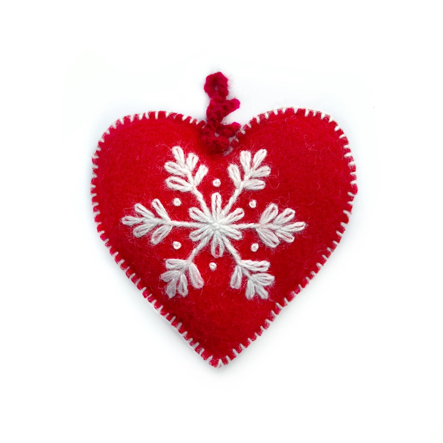 Embroidered Heart Wool Christmas Ornament