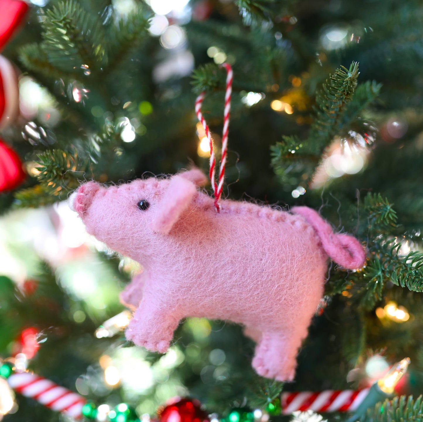 Pig Felt Christmas Ornament
