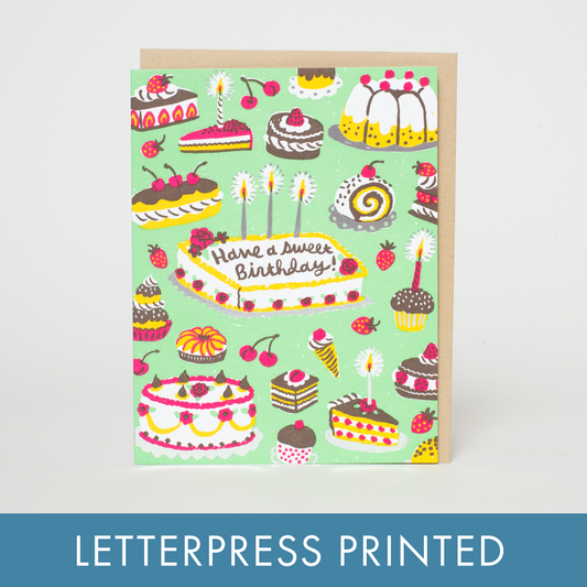Birthday Sweets Spread Letterpress Greeting Card by Phoebe Wahl