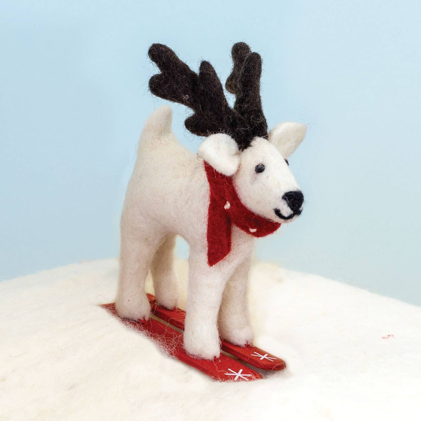 Skiing Caribou Felt Ornament