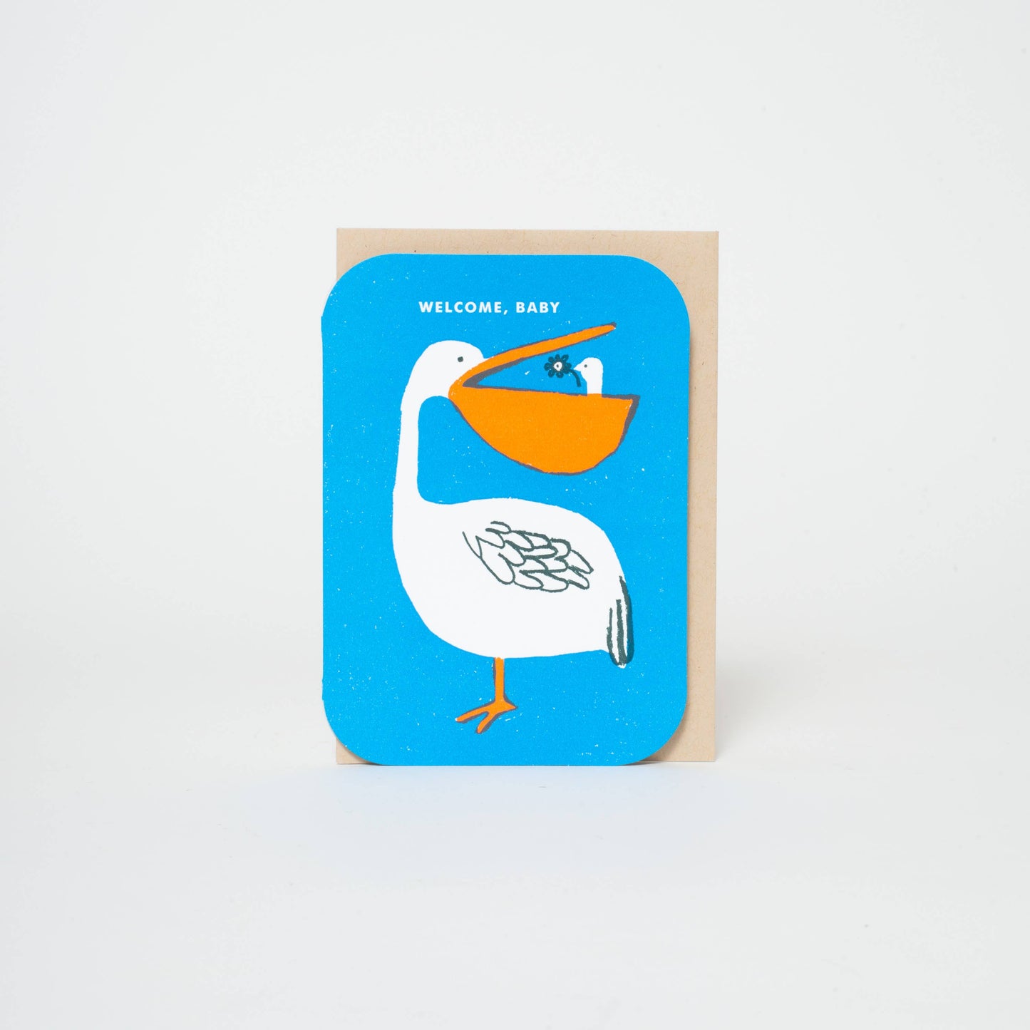 Baby Congrats Pelican Welcome Letterpress Greeting Card by Egg Press