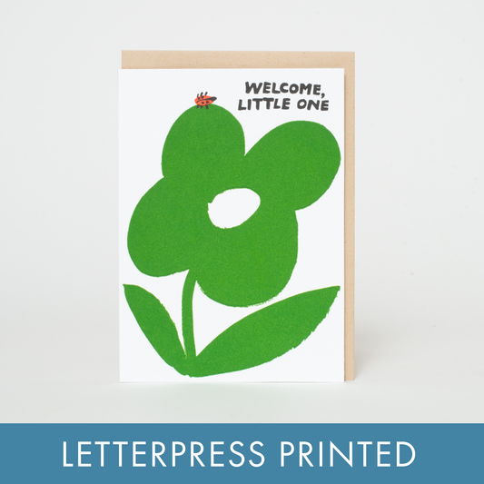 Welcome Baby Ladybug Letterpress Greeting Card by Egg Press