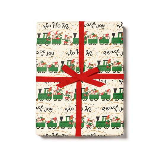 Elf Train Holiday Wrapping Paper