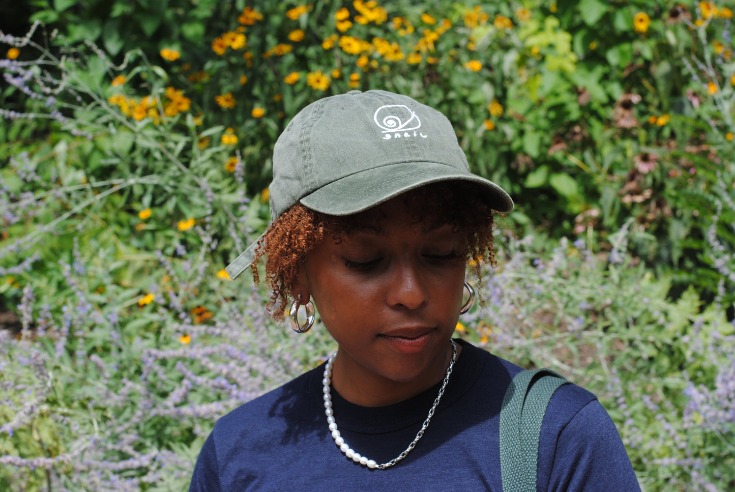 Snail Vintage Wash Green Dad Hat