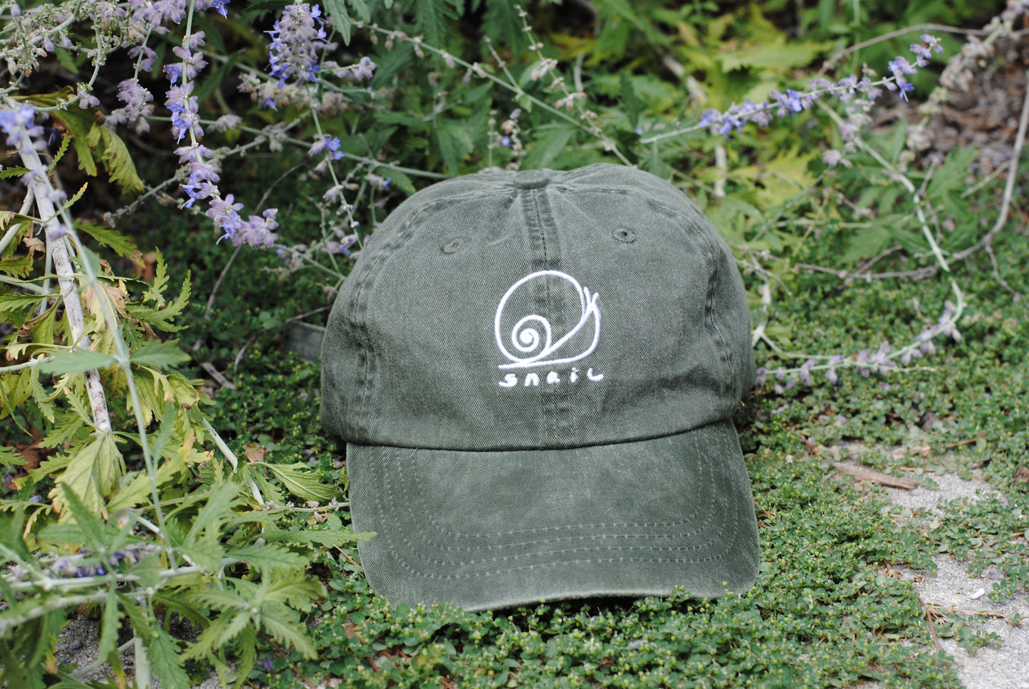 Snail Vintage Wash Green Dad Hat