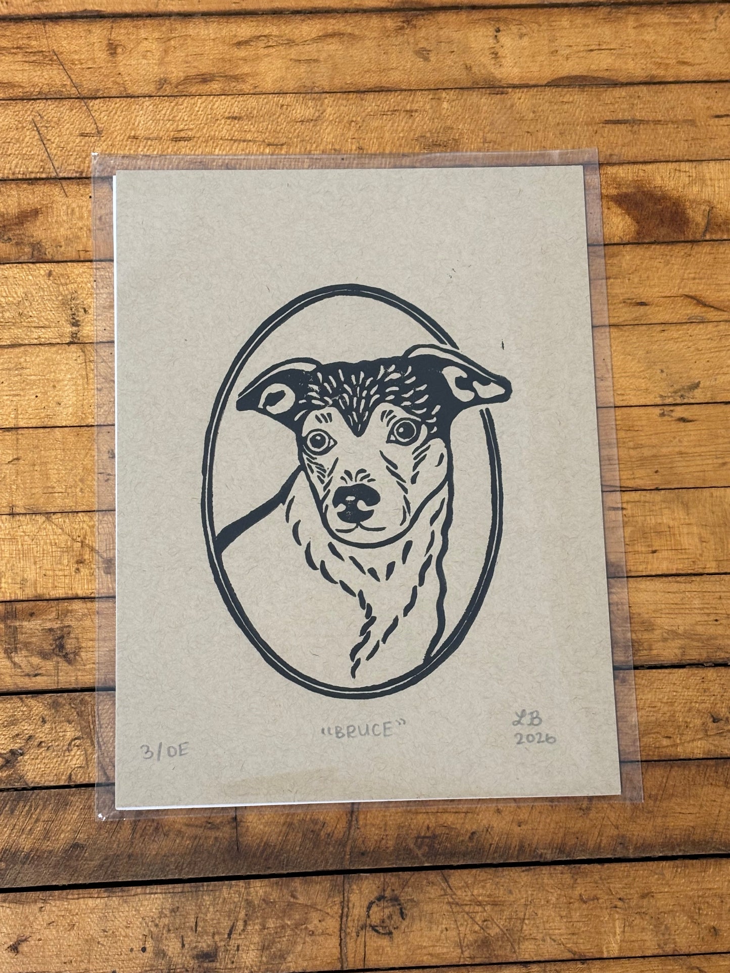 Bruce Portrait Linocut Block Print