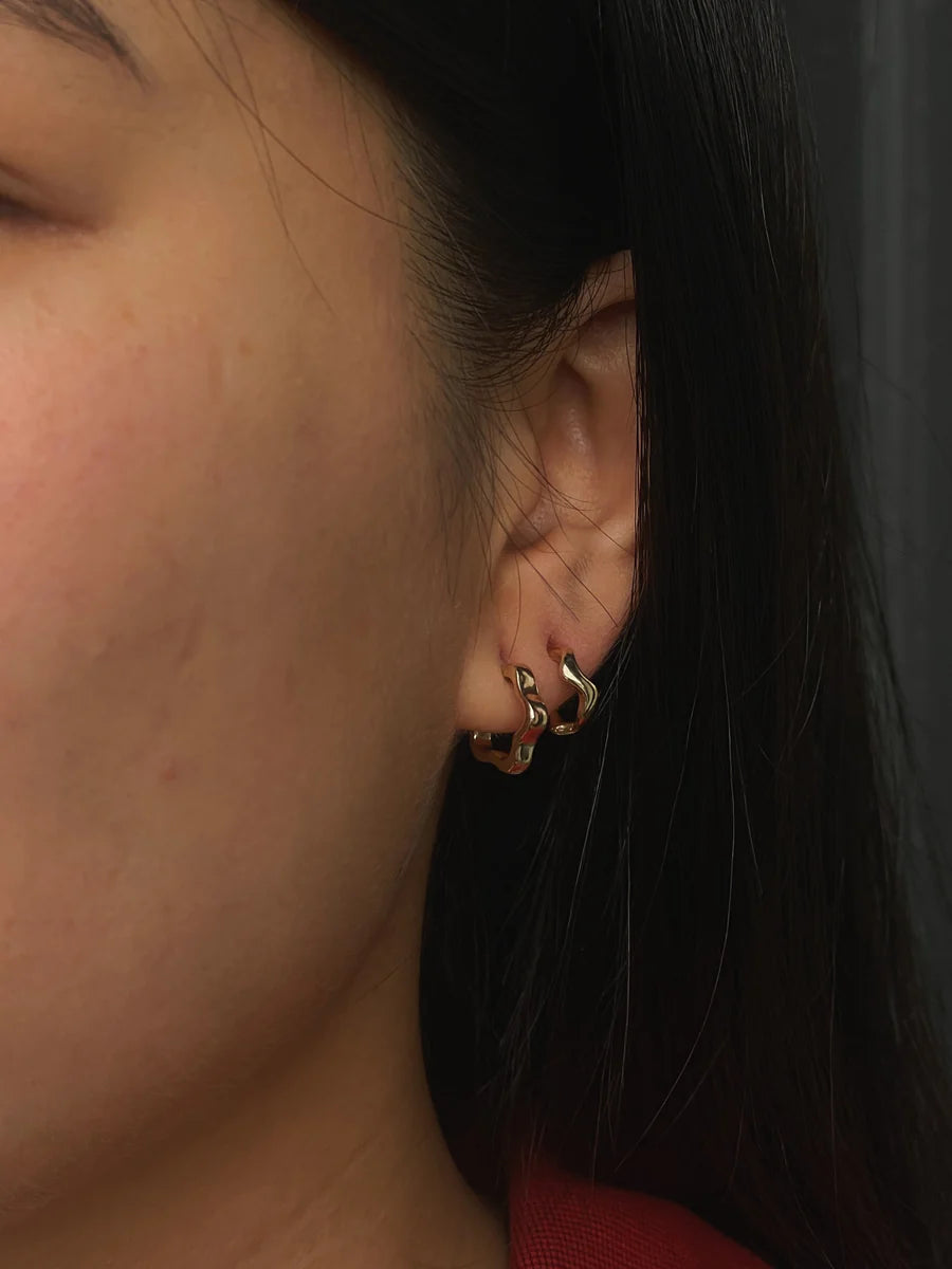 Wave Huggie Hoop Earrings