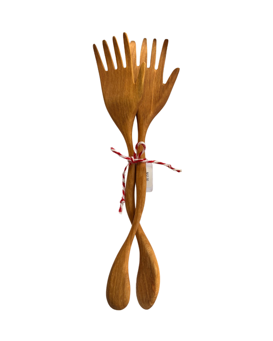 Handmade Wooden Hand Serving Set