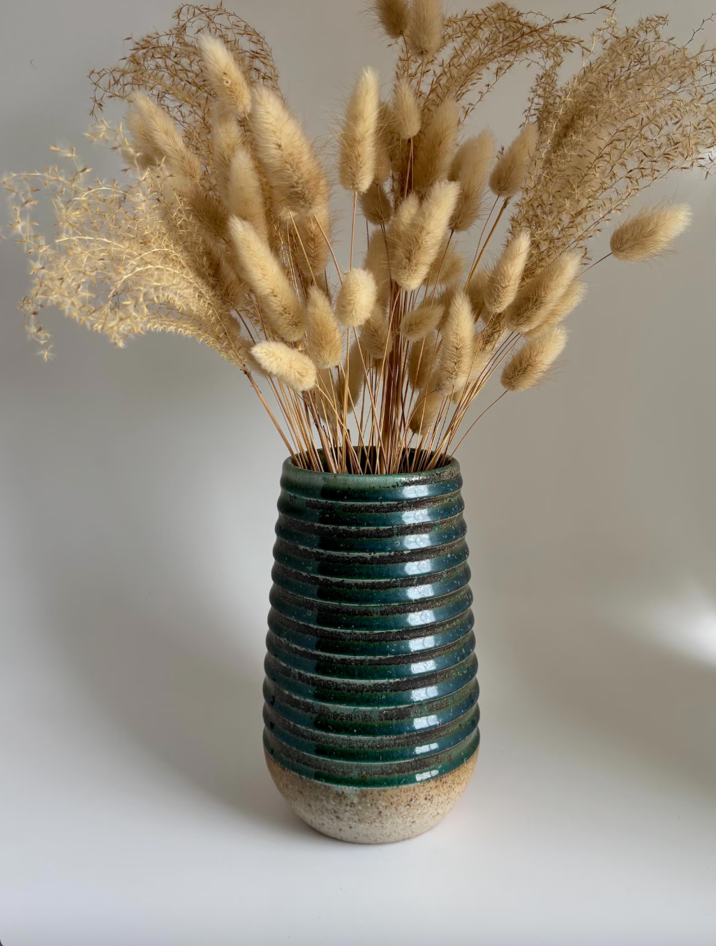Wood Fired Turquoise Channel Vase