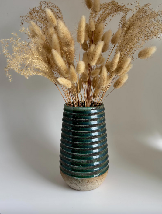 Wood Fired Turquoise Channel Vase