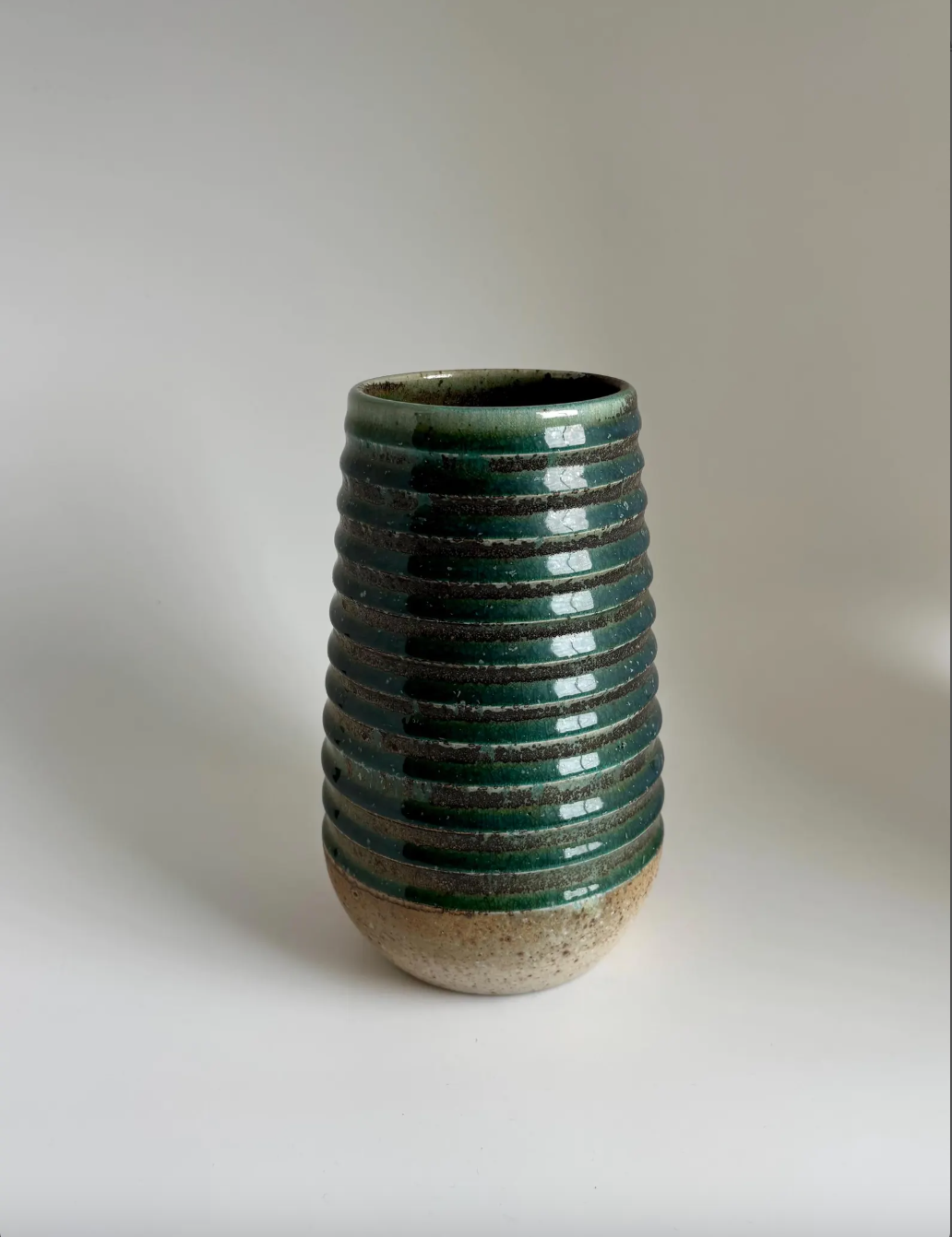 Wood Fired Turquoise Channel Vase