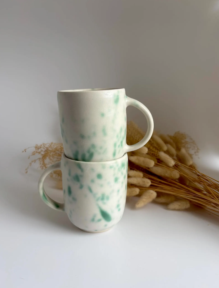 Green Patina Splatter Mug