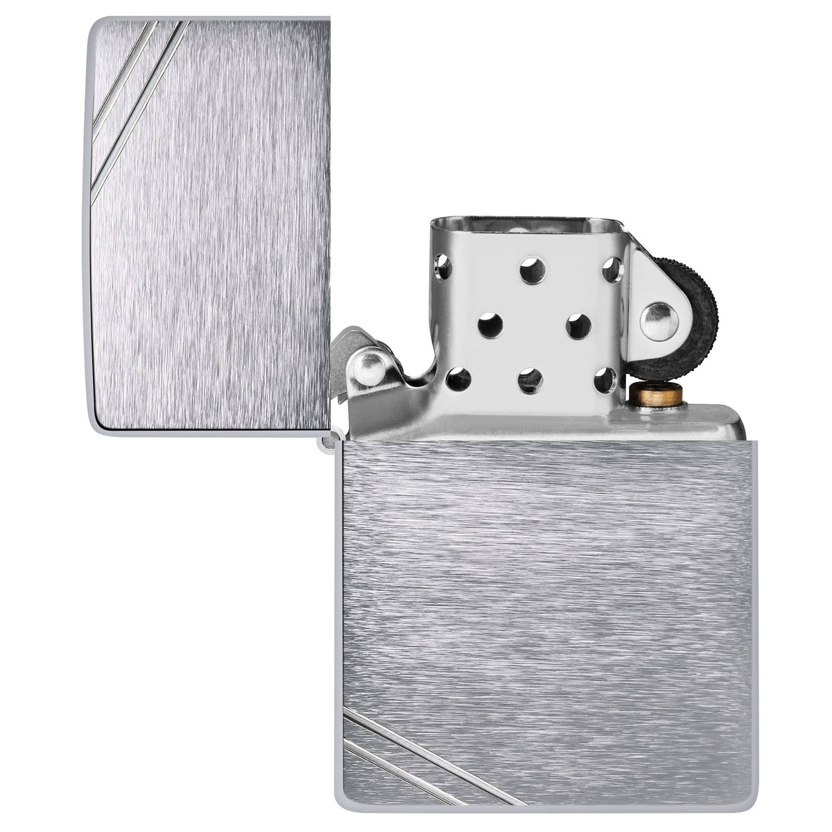 Zippo Vintage Brushed Chrome w/ Slashes Windproof Lighter