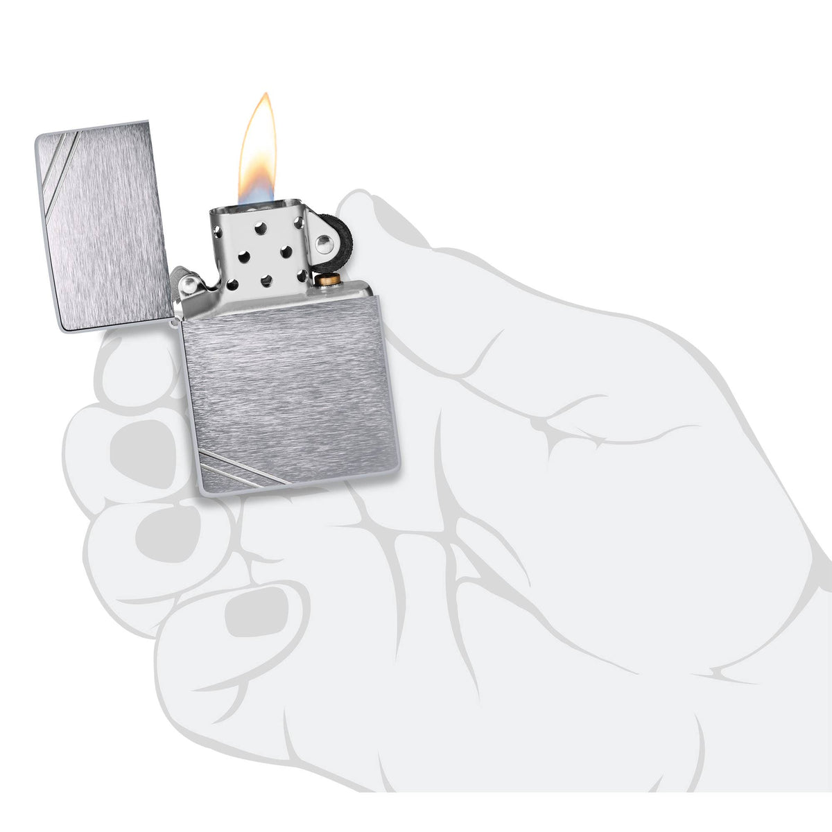 Zippo Vintage Brushed Chrome w/ Slashes Windproof Lighter