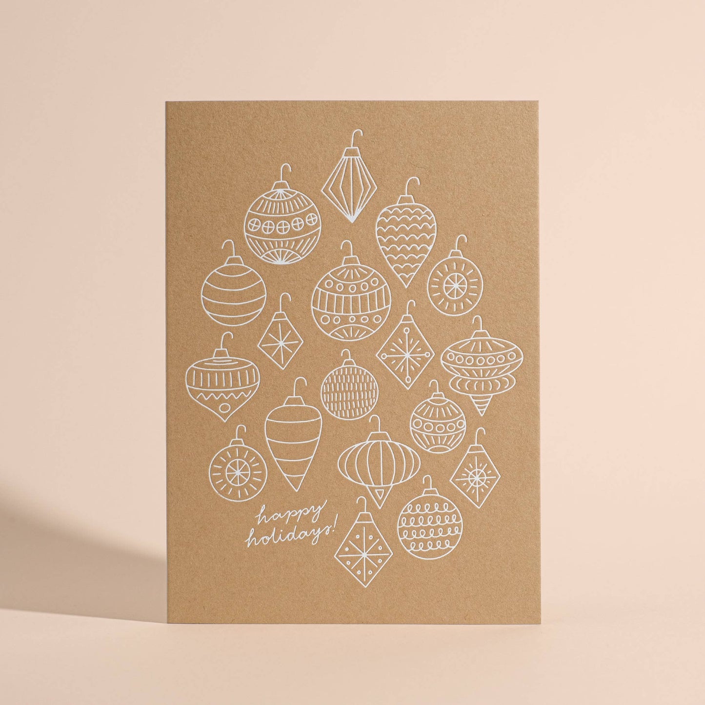 Holiday Ornaments White Foil Greeting Card