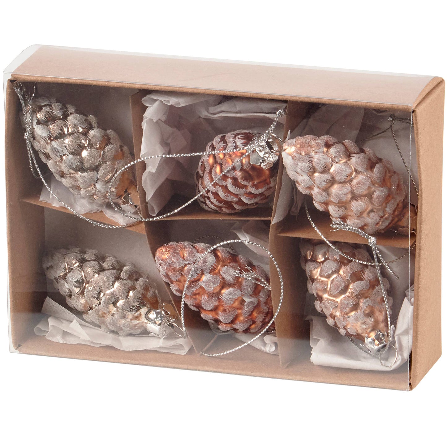 Glass Pinecone Christmas Ornament Set