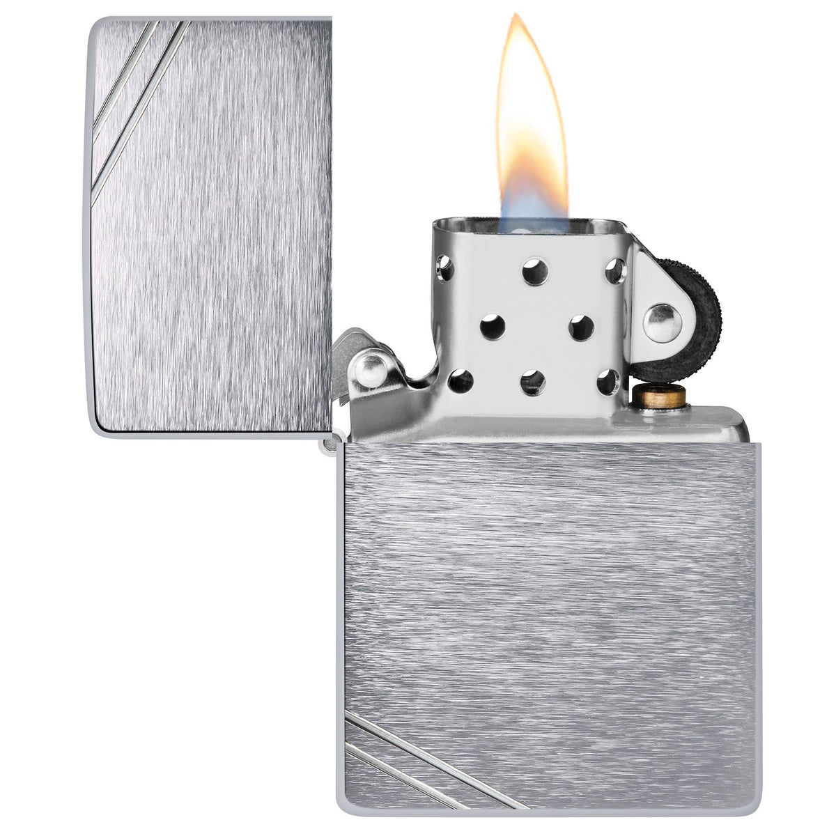 Zippo Vintage Brushed Chrome w/ Slashes Windproof Lighter