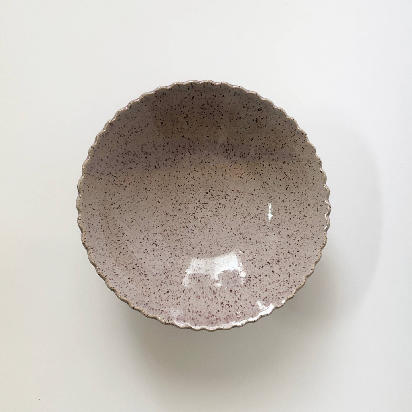 Handmade Ceramic Scallop Pedestal Fruit Bowl - Iris Speckle