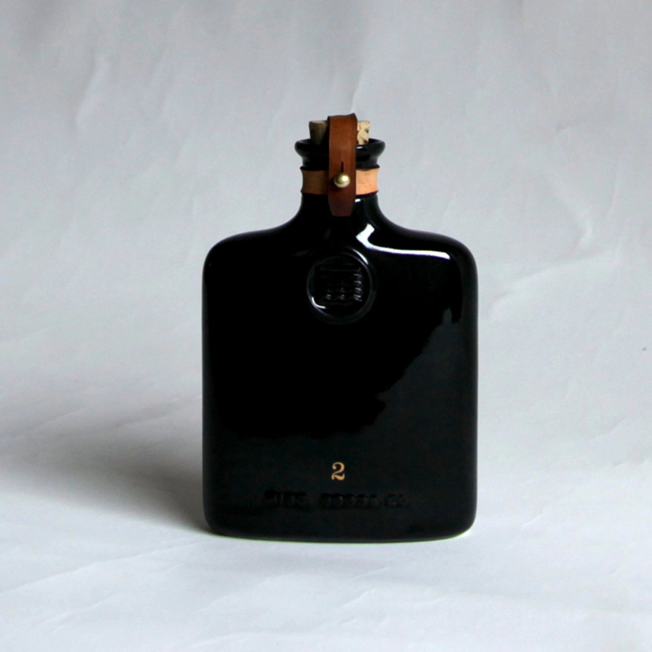 Embossed Ceramic Flask with Leather Strap